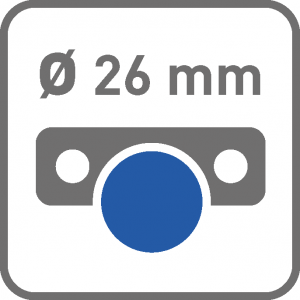 Hinge cup diameter (mm) : 26 ŠARKA "GTV" ZA STAKLO RAVNA Fi 26 SA PLOČICOM I POKLOPCEM - ALU - Hinge cup diameter (mm) : 26