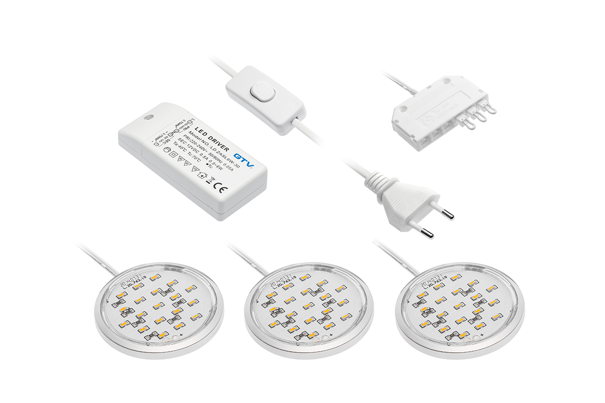 LED KOMPLET LUGO 319  (3 LAMPE+TRAFO) (TOPLO BELO-3000K) - HROM - LD-LCG319-40