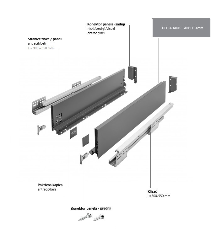 FIOKA AXIS PRO L-450 H=120MM - "SREDNJA" - ANTRACIT - PB-AXISPRO-KPL450B