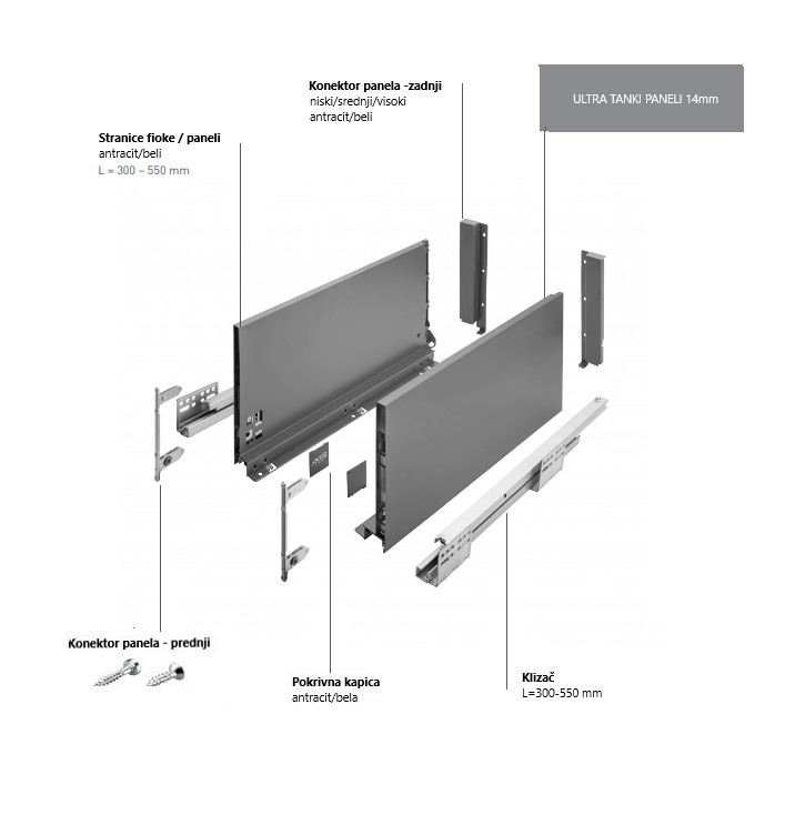 GTV FIOKA AXIS PRO L-500 H=200MM - "EXTRA VISOKA" - ANTRACIT